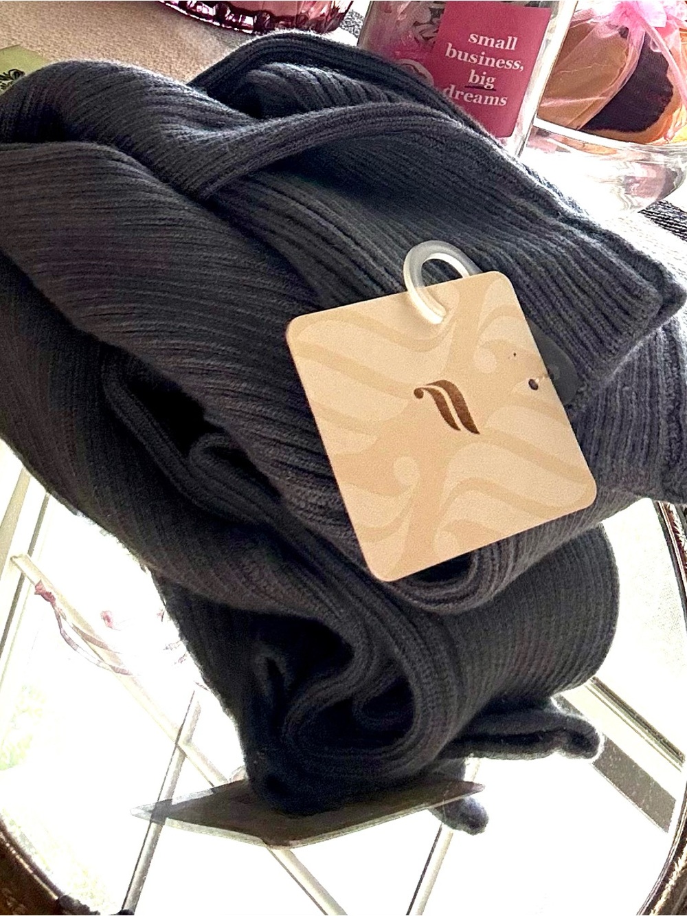 NWT Fabletics Ribbed Knit Leg Warmers Heather Charcoal Gray Balletcore One Size
